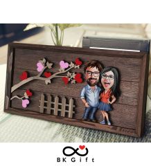 BK Gift Özel Yapım Kabartma Figür Temalı Karikatür Çiftler Meşe Ağacı Ahşap Tablo, Sevgililer Günü Hediyesi, Yıl Dönümü Hediyesi, Ev Hediyesi-5