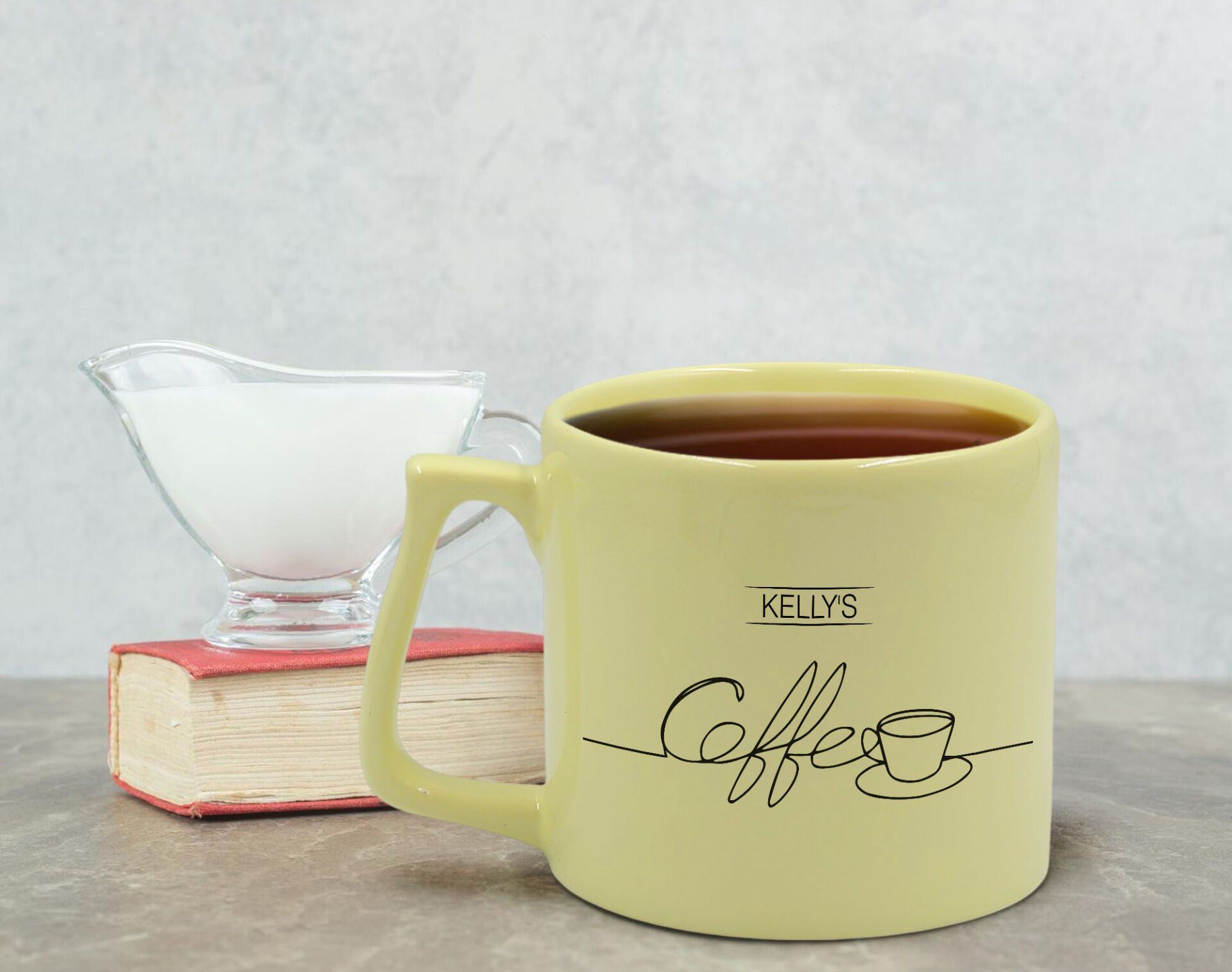 BK Gift Kişiye Özel İsimli Pastel Sarı Middle Kupa Bardak, Arkadaşa Hediye, Ev Hediyesi, Doğum Günü Hediyesi, Ofis Hediyesi-5