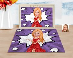 Kişiye Özel Kadın Manken Karikatürlü 1000 Parça Profesyonel Puzzle-1