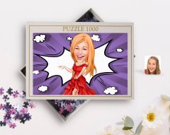Kişiye Özel Kadın Manken Karikatürlü 1000 Parça Profesyonel Puzzle-1
