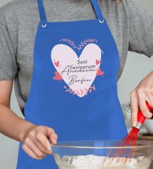 BK Gift Kişiye Özel İsimli Anneler Günü Tasarımlı Profesyonel Mavi Mutfak Önlüğü, Aşçı Önlüğü, Şef Önlüğü, Anneye Hediye-20
