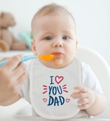BK Kids I Love You Dad Tasarımlı Bebek Body Zıbın ve Mama Önlüğü Hediye Seti - Model 2