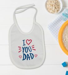 BK Kids I Love You Dad Tasarımlı Bebek Body Zıbın ve Mama Önlüğü Hediye Seti - Model 2