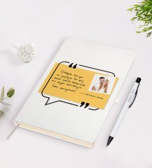 Kişiye Özel Kendi El Yazın Mesajlı Fotoğraflı Beyaz Defter ve Kalem Hediye Seti-4