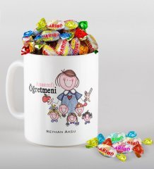 Kişiye Özel Anasınıfı Öğretmeni Kupa ve Haribo Şeker Hediye Seti-2