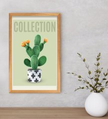 BK Gift  Kaktüs Tasarımlı Dekoratif Retro Ahşap Çerçeveli Tablo-7