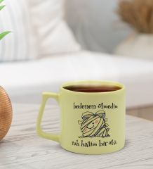 BK Gift Pastel Sarı Middle Kupa Bardak, Arkadaşa Hediye, Ev Hediyesi, Doğum Günü Hediyesi, Ofis Hediyesi-5