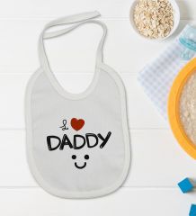 BK Kids I Love Daddy Tasarımlı Bebek Body Zıbın ve Mama Önlüğü Hediye Seti - Model 1