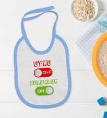 BK Kids Uyku Off Tasarımlı Mavi Bebek Mama Önlüğü-1