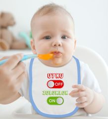 BK Kids Uyku Off Tasarımlı Mavi Bebek Mama Önlüğü-1
