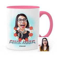 Kişiye Özel Melek Annem Karikatür Pembe Kupa Bardak