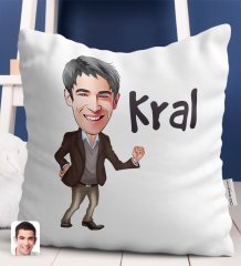 Kişiye Özel Erkek Kral Karikatürlü Beyaz Yastık-2
