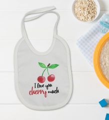 BK Kids I Love Cherry Much Tasarımlı Bebek Body Zıbın ve Mama Önlüğü Hediye Seti - Model 1