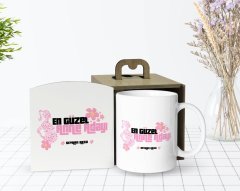 Kişiye Özel Ahşap Kutuda Anneler Günü Temalı Anne Adayı Tasarımlı Beyaz Kupa Bardak-3