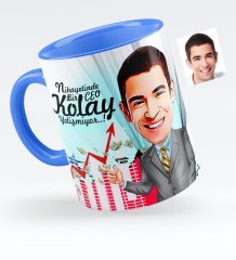 Kişiye Özel Bay CEO Karikatürlü Mavi Kupa Bardak - 1