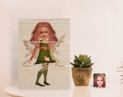 Kişiye Özel Kız Çocuk Peri Karikatürlü Otantik Masaüstü Ahşap Palet Çerçeve-2