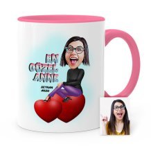 Kişiye Özel En Güzel Anne Karikatür Pembe Kupa Bardak