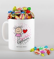 Kişiye Özel Anaokulu Öğretmeni Kupa ve Haribo Şeker Hediye Seti-5