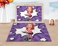 Kişiye Özel Kadın Fitness Sporcusu Karikatürlü 1000 Parça Profesyonel Puzzle-1