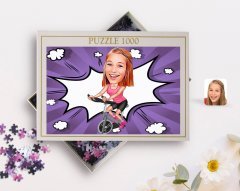 Kişiye Özel Kadın Fitness Sporcusu Karikatürlü 1000 Parça Profesyonel Puzzle-1
