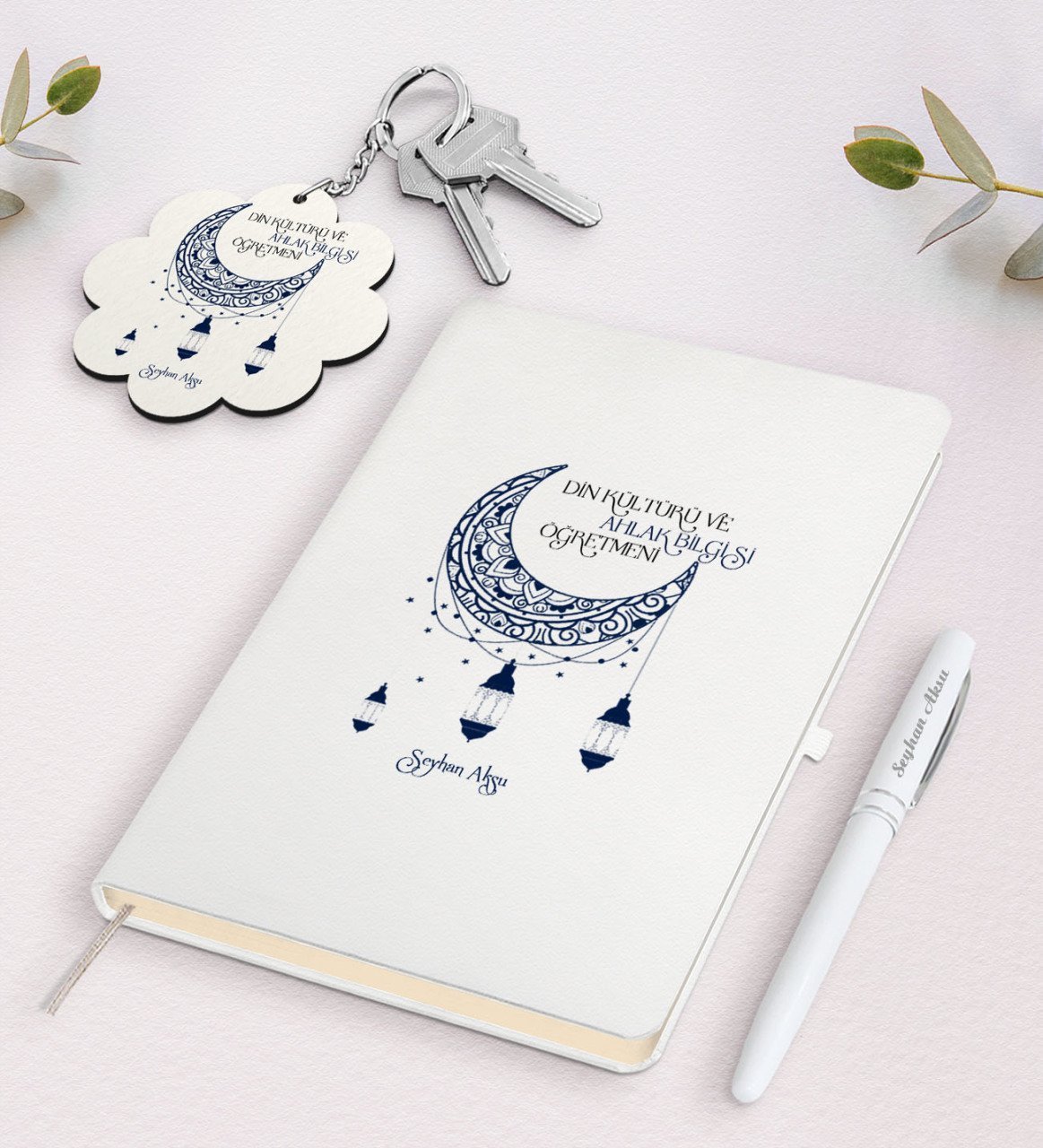 Kişiye Özel Din Kültürü Ve Ahlak Bilgisi Öğretmeni Beyaz Defter Kalem Ve Anahtarlık Hediye Seti-6