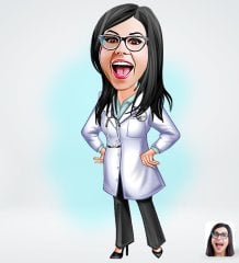 Kişiye Özel Kadın Doktor Tasarımlı Dijital Karikatür-1