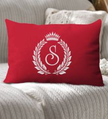 BK Gift Kişiye Özel Harfli Premium Kumaş Kırmızı Dikdörtgen Yastık Kılıfı-7 (SADECE YASTIK KILIFI), Ev Dekorasyonu