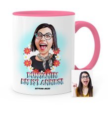 Kişiye Özel Dünyanın En İyi Annesi Karikatür Pembe Kupa Bardak