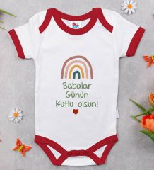 BK Kids Babalar Günü Tasarımlı Kırmızı Bebek Body Zıbın-2