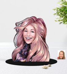 Kişiye Özel Kadın Karikatürlü 3D Ahşap Biblo-53
