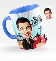Kişiye Özel Bay Avukat Karikatürlü Mavi Kupa Bardak - 3