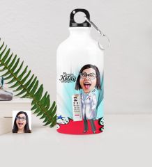 Kişiye Özel Bayan Göz Doktoru Karikatürlü Metal Suluk (500 ml.) 1