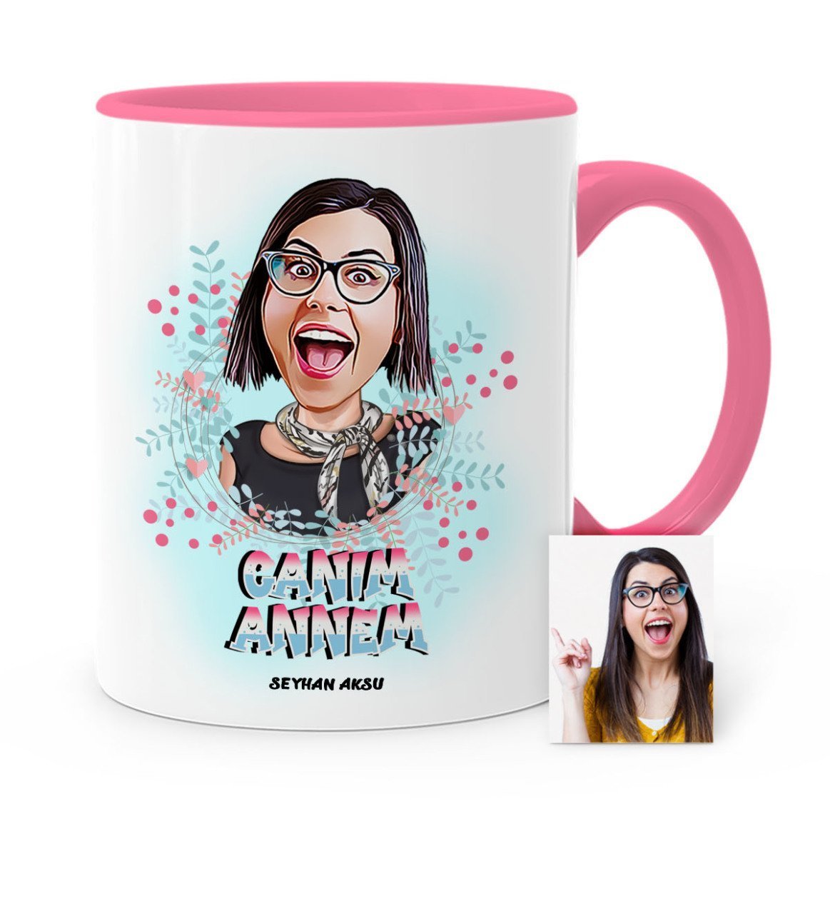 Kişiye Özel Canım Annem Karikatür Pembe Kupa Bardak