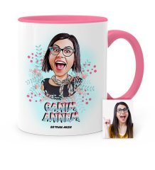 Kişiye Özel Canım Annem Karikatür Pembe Kupa Bardak