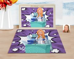 Kişiye Özel Kadın Eczacı Karikatürlü 1000 Parça Profesyonel Puzzle-4