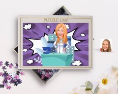 Kişiye Özel Kadın Eczacı Karikatürlü 1000 Parça Profesyonel Puzzle-4