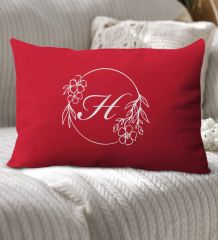 BK Gift Kişiye Özel Harfli Premium Kumaş Kırmızı Dikdörtgen Yastık Kılıfı-5 (SADECE YASTIK KILIFI), Ev Dekorasyonu