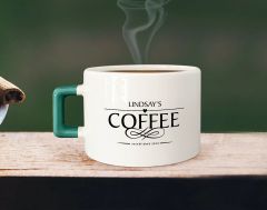 BK Gift Kişiye Özel İsimli Tarihli Yeşil Kulplu Çay & Kahve Fincanı-2, Arkadaşa Hediye, Sevgiliye Hediye