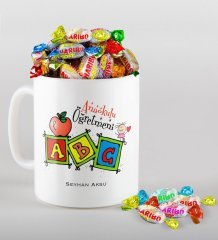 Kişiye Özel Anaokulu Öğretmeni Kupa ve Haribo Şeker Hediye Seti-1