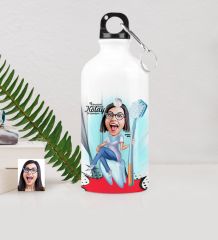 Kişiye Özel Bayan Diş Hekimi Karikatürlü Metal Suluk (500 ml.) 3
