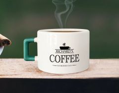 BK Gift Kişiye Özel İsimli Tarihli Yeşil Kulplu Çay & Kahve Fincanı-1, Arkadaşa Hediye, Sevgiliye Hediye