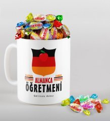 Kişiye Özel Almanca Öğretmeni Kupa ve Haribo Şeker Hediye Seti