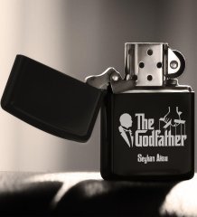 Kişiye Özel The Godfather Siyah Benzinli Metal Çakmak