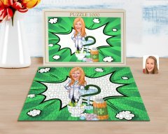 Kişiye Özel Kadın Eczacı Karikatürlü 1000 Parça Profesyonel Puzzle-2