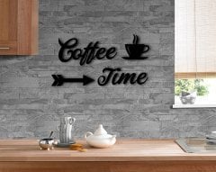 BK Home Coffee Time Tasarımlı Ahşap Duvar Yazısı