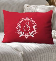 BK Gift Kişiye Özel Harfli Premium Kumaş Kırmızı Dikdörtgen Yastık Kılıfı-3 (SADECE YASTIK KILIFI), Ev Dekorasyonu