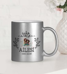 Kişiye Özel Yılın En İyi Ailesi Gümüş Yaldızlı Kupa Bardak - 1