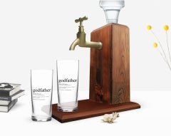 BK Home Renkli Baskılı Godfather Baba Tasarımlı İkili Rakı Bardağı ve Ahşap Rakı Standı Hediye Seti-14