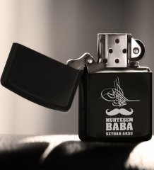 Kişiye Özel Muhteşem Baba Siyah Benzinli Metal Çakmak