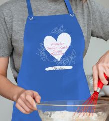 BK Gift Kişiye Özel İsimli Anneler Günü Tasarımlı Profesyonel Mavi Mutfak Önlüğü, Aşçı Önlüğü, Şef Önlüğü, Anneye Hediye-12